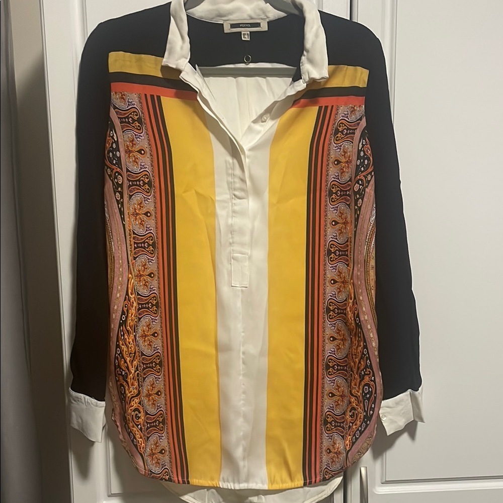 Stylish Women's Yellow and Black Blouse
